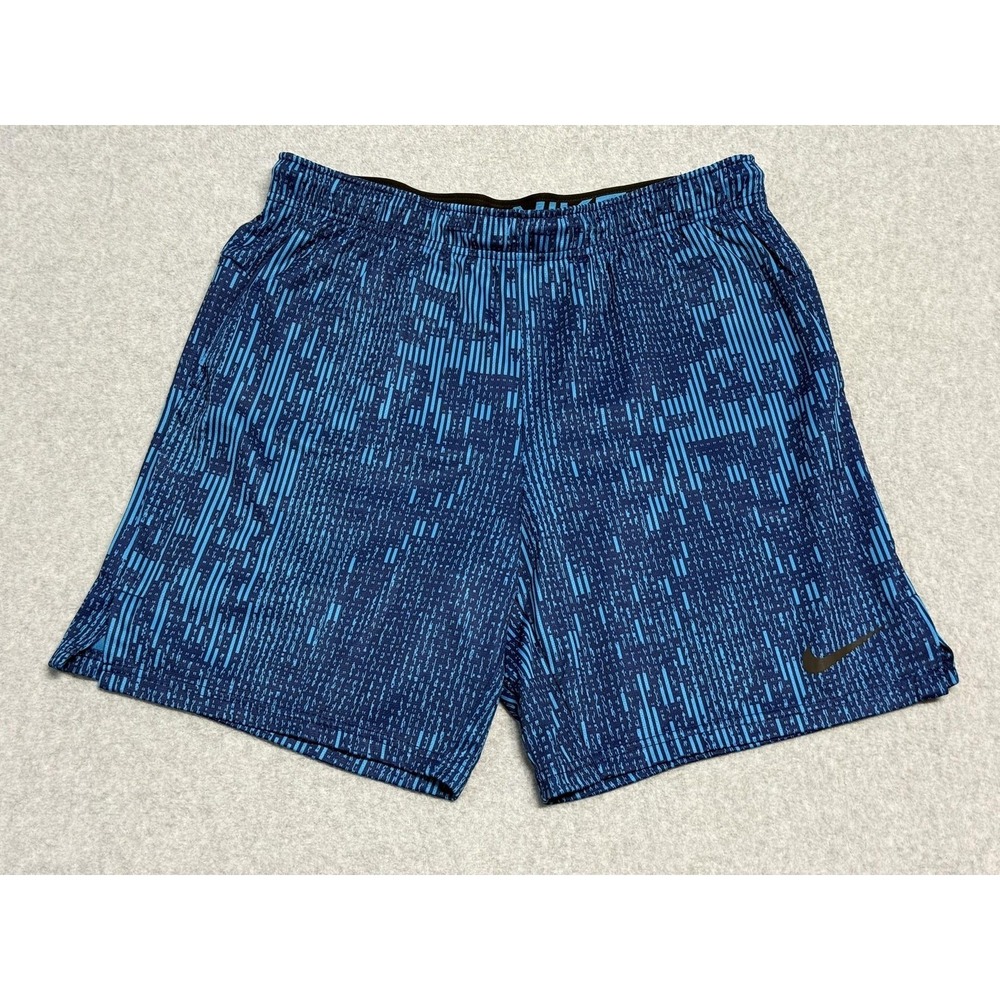 Nike Shorts Mens XL Blue Dri-FIT Running Training Athletic‎ Geometric Print